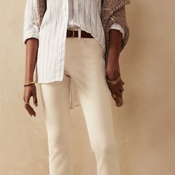 BANANA REPUBLIC, high rise ecru cropped boot jean, size: 30 Long - Picture 10 of 12